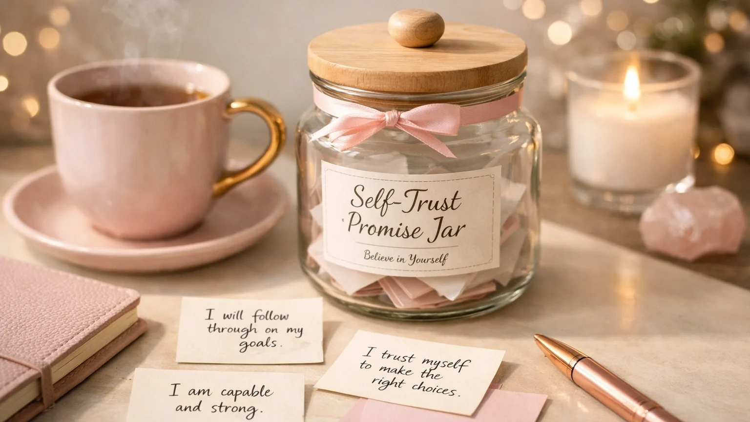 Building self trust with a daily promise jar and acknowledgment notes